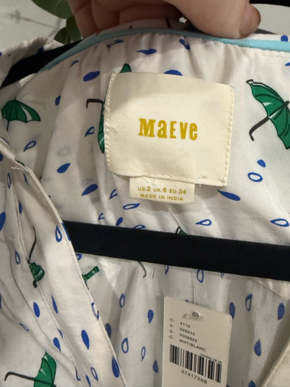 Maeve Anthropologie Umbrella Print Button Down Blouse Size 2 - Picture 4 of 11